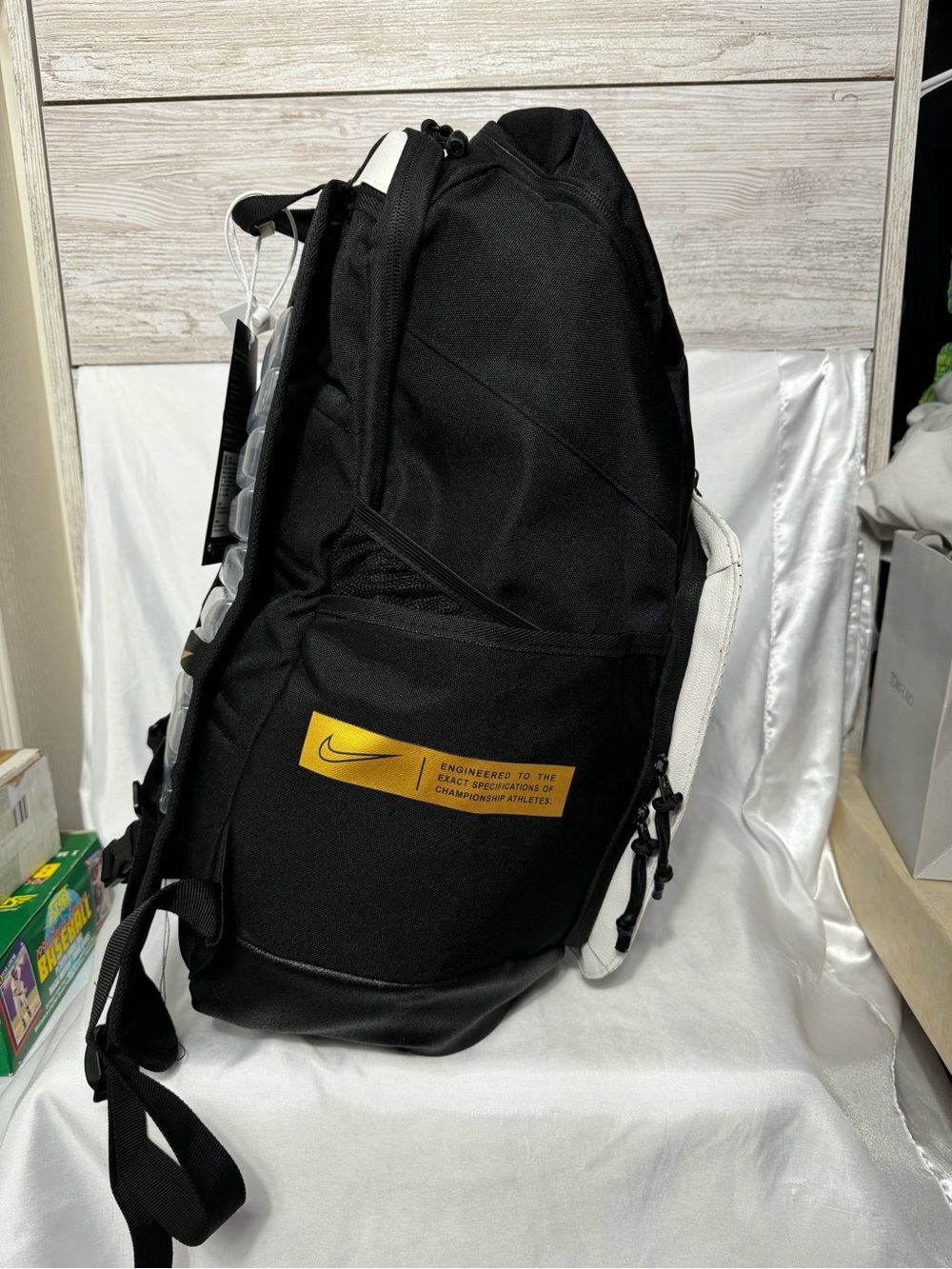 Nike Elite Pro Basketball Backpack Black White Gold Athletic Gym Bag New - Picture 3 of 5
